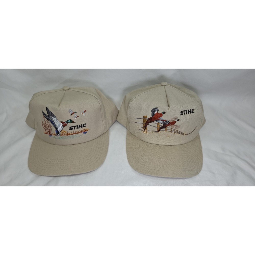 Stihl Wildlife Mallard Duck Pheasant Hat Men OS Beige Excellent Snapback 2pk